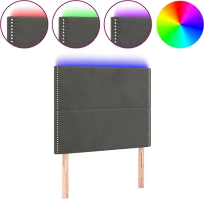 Produktbild von vidaXL LED Kopfteil Dunkelgrau 100x5x118/128 cm Samt