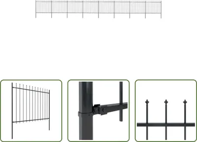 Produktbild von The Living Store Gartenzaun mit Speerspitzen Stahl 13,6 x 1,5 m Schwarz