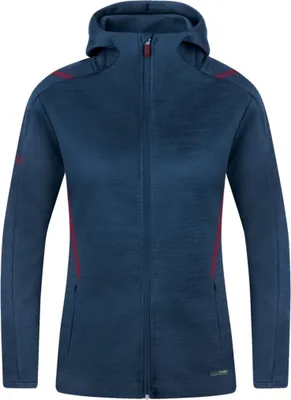Produktbild von JAKO Damen Freizeitjacke Challenge mit Kapuze, Farbe:marine meliert/maroon, Größe:42