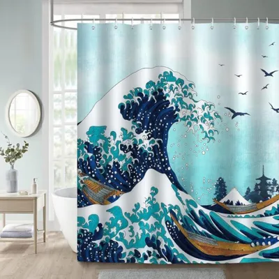 Produktbild von 180 x 180 cm großer Badewannenvorhang aus Polyestergewebe, schimmelresistent, wasserdicht, waschbar, inklusive 12 Haken.