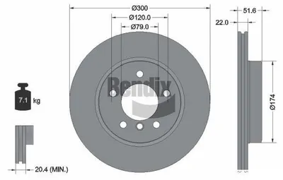 Produktbild von BENDIX Braking Bremsscheibe Vorne für BMW 3 Limousine (E46) 300mm BDS1159HC