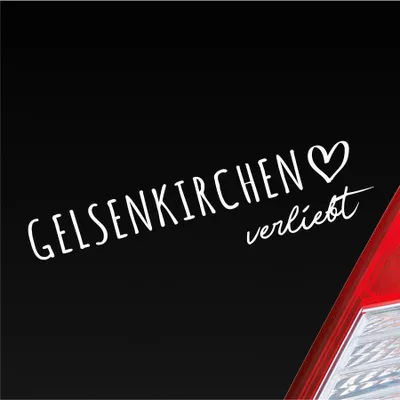 Produktbild von Auto Aufkleber Gelsenkirchen verliebt Herz Stadt Heimat Liebe Car 19x5 cm Weiss Glanz Sticker Heckscheibenaufkleber