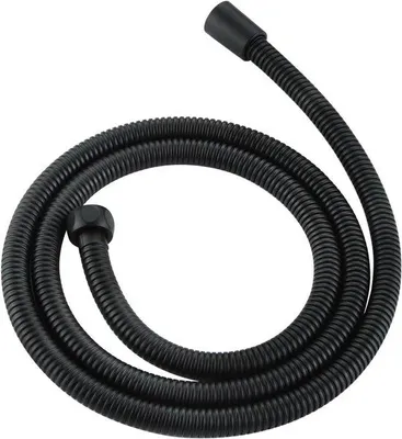 Image de Pomme de douche noire, 1,5 m - tuyau flexible avec protection anti-pliure - pièce unique