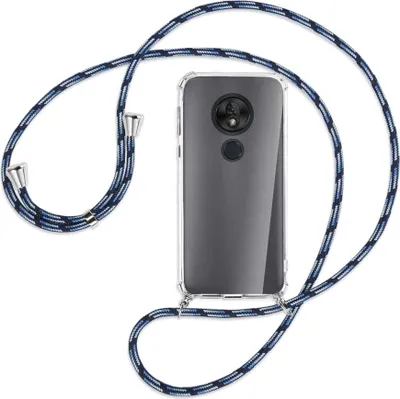 Produktbild von Handykette Backcover-Schutzhülle mit Band (Metall silberfarben) für Motorola Moto G7 Play - Blautöne