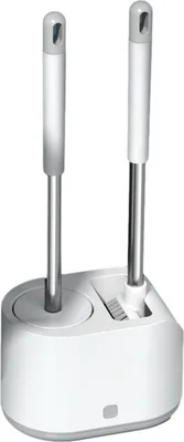 Image de Brosse de Toilette à Long Manche Soies Douces 2 en 1 Poignée Ergonomique Brosse de Toilette en Plastique pour le Nettoyage