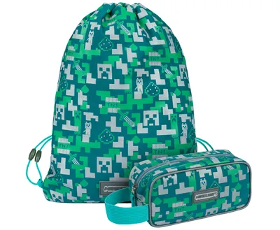 Obrázek produktu pro BAAGL MINECRAFT 2 SET Silver Creeper: penál, sáček