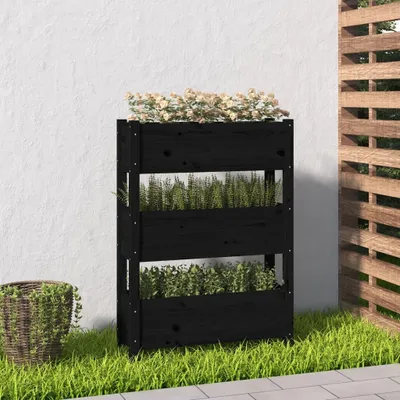 Obrázek produktu pro Maison Exclusive - Květináč černý 77x25x104,5 cm Masivní dřevo borovice