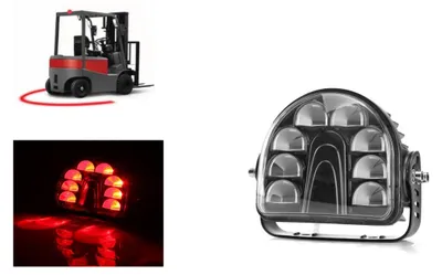 Productafbeelding van Universele waarschuwingslamp met LED/halogeen en rood licht voor achteruitrijveiligheid, 10–80 V, 24 W, geschikt voor elektrische vorkheftrucks
