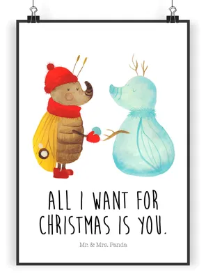 Produktbild von Mr. & Mrs. Panda Bild Nachtfalter Schneemann DIN A3 - Weiß - Geschenk, Winter, kunstposter, Weihnachtsgruß, Winterzeit, Weihnachten, grafikposter, Kunstdruck, wanddeko