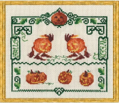 Immagine prodotto di Kit per ricamo a punto croce "Halloween" di Nimue, tela Aida 18 ct, schema a punti, dimensioni 14x13 cm