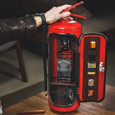 Immagine prodotto di Estintore in miniatura, in metallo, fatto a mano, di colore rosso, per uso domestico