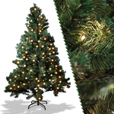 Zdjęcie produktu dla Sztuczna choinka Jopassy 150 z 550 igłami z PVC, 200 ciepłymi białymi światełkami LED i metalowym stojakiem, choinka, choinka świąteczna