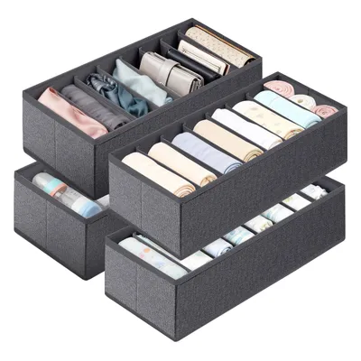 Zdjęcie produktu dla Zestaw pojemników do przechowywania z włókniny – składany organizer do szuflad szafy i szafy na ubrania, 4 szt., 19 × 40 × 11 cm