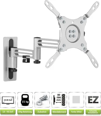 Produktbild von TV Wandhalterung für Wohnmobil Wohnwagen | 13-43 Zoll Fernseher| Schwenkbar Neigbar Kippbar Ausziehbar | Monitor Wand Halterung VESA 75x75 - 200x200
