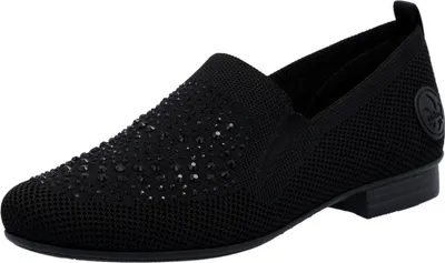 Produktbild von Rieker Damen Slipper Mesh schwarzer Strass Gummizug 51989, Größe:40 EU, Farbe:Schwarz