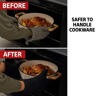Imagen del producto de Guantes de silicona para horno, resistentes al calor, antideslizantes, extra largos, paquete de 2, para la cocina
