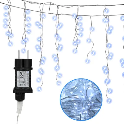 Immagine prodotto di TolleTour LED pioggia di ghiaccio catena luminosa 200 LED 10m decorativa catena di pioggia LED protezione IP44, 8 modalità con spina, Halloween Natale matrimonio festa, forma di pioggia di ghiaccio, bianco freddo