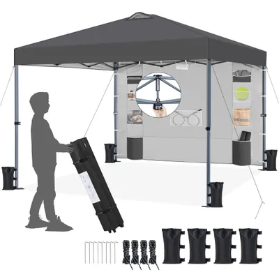 Produktbild von Yaheetech Pavillon 3x3m Partyzelt Faltpavillon mit Seitenwand höhenverstellbar wasserdicht stabil