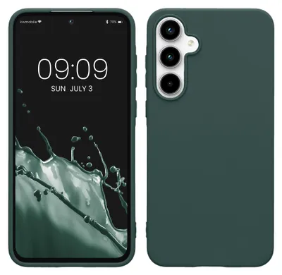 Produktbild von kwmobile Hülle für Samsung Galaxy A55 5G TPU Case - Handyhülle unterstützt kabelloses Laden, flexible Schutzhülle, gummiertes Cover in Blaugrün
