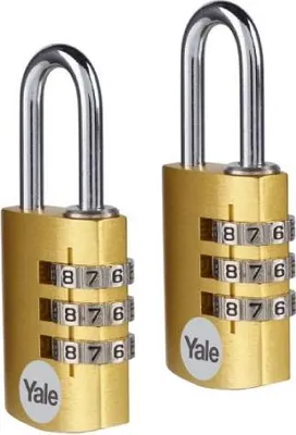 Produktbild von Yale 2x Zahlenschloss 3-stellig Vorhängeschloss,28mm,Gold,Gehärteter Stahlbügel