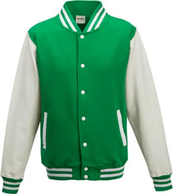 Immagine prodotto di Just Hoods JH043 | Giacca Varsity / Giacca College - Colore: Verde Kelly/Bianco - Taglia: XXL