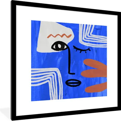 Produktbild von MuchoWow® Gerahmtes Poster Porträt - Blau - Abstrakt 40x40 cm - Poster mit Schwarzem Bilderrahmen Wandposter Rahmen Foto Bilder - Poster - Plakat im Rahmen