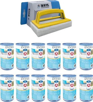 Produktbild von Intex - A-Filter - 12 Stück - Passend für Filterpumpe 28604GS/28638GS/28636GS & WAYS Scheuerbürste