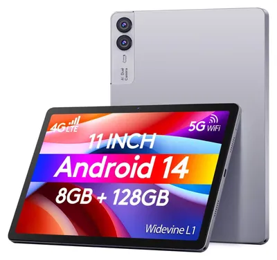 Produktbild von 11 Zoll Android 14 Tablet mit 8GB RAM + 128GB ROM 1TB TF Octa-Core Widevine L1 FHD Display 13MP+5MP 7000mAh GPS Lila
