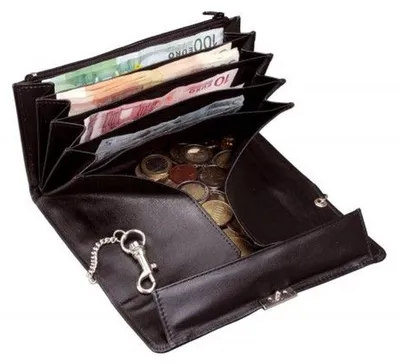 Produktbild von Alassio Kellnerbörse aus Nappa Leder schwarz mit Metallkette