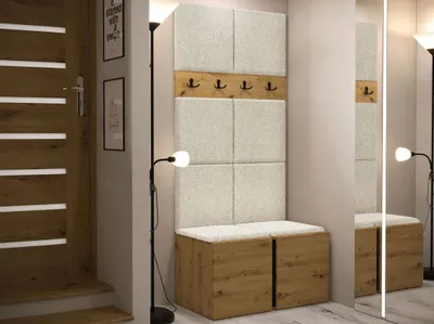 Obrázok produktu pre Stena do predsiene s čalúnenými panelmi 42x42 SELAND 4 - artisan / čierna / svetlá béžová