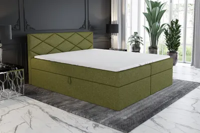 Produktbild von Boxspringbett LAXA 140x200 mit 2 Bettkästen, Bonell-Matratze und Topper. Möbel vom Hersteller-Handarbeit!Bett Komplett-Set mit Matratze,Bettkasten & Kopfteil. Stoff SAVANA. Elegantes Bett mit massives Kopfteil.