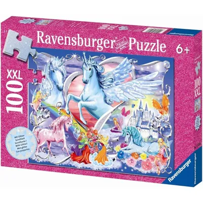 Image de 100 pièces Ravensburger Kinder Puzzle XXL Glitter Les plus belles licornes 13928