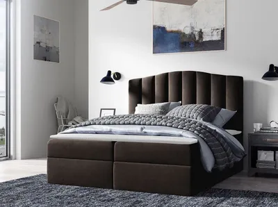 Obrázok produktu pre Boxspringová manželská posteľ 160x200 REYA - čierna + topper ZDARMA