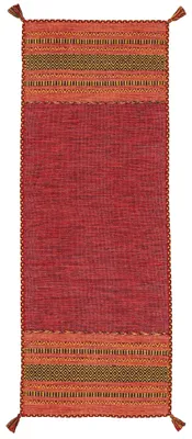 Produktbild von Flachgewebeteppich Kelim Azizi Läufer Rot 80x500 cm | Moderner Teppich für Wohn- und Schlafzimmer