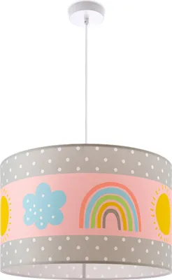 Produktbild von Deckenlampe Kinder Pendelleuchte Kinderzimmer Stoffschirm Rund Bunt Baby E27
