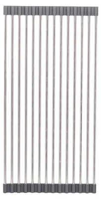 Produktbild von Masilic VELA ROLL Rollmatte Spüle 44,5 x 21,6 cm, Faltbarer Abtropfständer, 14 Edelstahlstäbe, Grau, Hitzebeständiger Spülenaufsatz, Abtropfmatte für Küche, Platzsparend