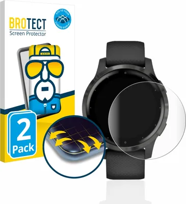 Produktbild von 2x BROTECT Fullscreen Schutzfolie für Garmin vivoactive 4 (45 mm) Displayschutz Folie Fullcover Klar Transparent