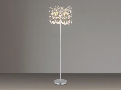 Produktbild von Ausgefallene Stehlampe Silber mit Kristall, Wohnzimmerlampe stehend, Höhe 155cm