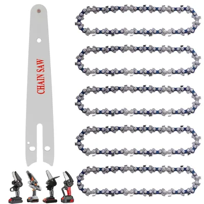Image de Chaînes de tronçonneuse de 6 pouces, mini-tronçonneuse, 5 chaînes de rechange et guides