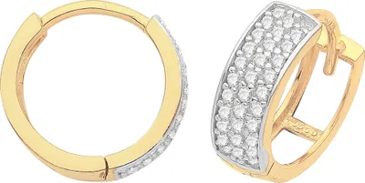 Produktbild von Wunderschöne 9 Karat (375) Gold Damen - Paar Creolen mit Zirkonia - 11mm*4mm; TRS35871