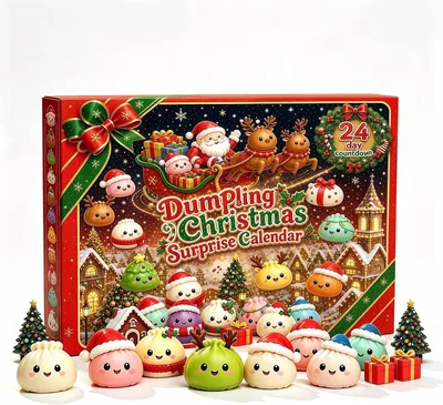 Produktbild von Squishy Weihnachten Adventskalender 2026 Dumpling Squishy, als Geschenk für Familie & Freunde