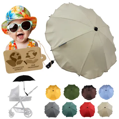 Produktbild von BAMBINIWELT Sonnenschirm für Kinderwagen Ø68cm UV-Schutz50+ Schirm Sonnensegel Sonnenschutz MELIERT beige