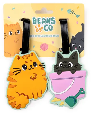 Imagen del producto de Juego de 2 etiquetas para equipaje, marca Puckator, diseño "Beans & Co", con motivos de gatos, material: PVC