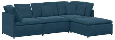 Immagine prodotto di vidaXL Divano modulare con poggiapiedi cuscino in velluto blu