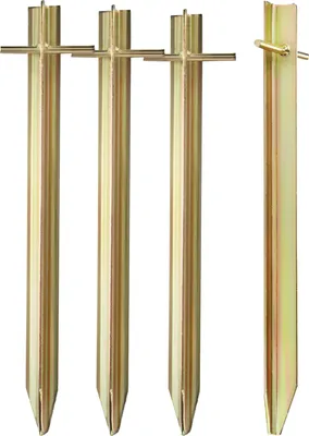 Obrázek produktu pro com-four® 4 kusy ocelových kolíků do stanu – dlouhé a robustní kolíky do země s T-profilem, vhodné pro kempování a outdoorové aktivity – ideální pro běžnou i tvrdou půdu