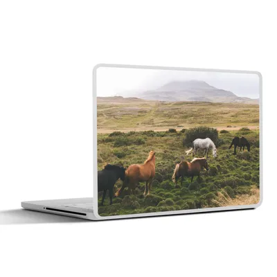 Produktbild von MuchoWow® Laptop Aufkleber Sticker Cover Pferde - Island - Braun 25x18 cm - Laptop-Deko