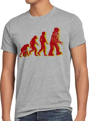 Produktbild von style3 Roboter Evolution Herren T-Shirt sheldon, Größe:5XL, Farbe:Grau meliert