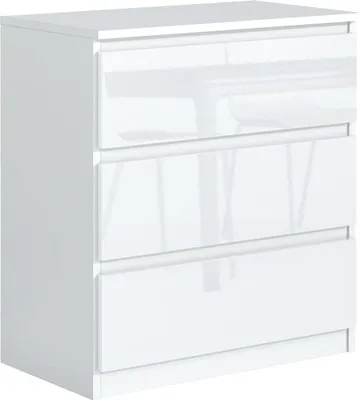Produktbild von Mobelsta Kommode, Schrank mit Schubladen, Modernes Sideboard, Schubladenschrank, Kommodenschrank, Weiß  & Hochglanz 70x39x78,5 cm