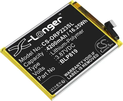 Produktbild von TECHTEK Akku Kompatibel mit [OPPO] A95 5G 2021, CPH2211, CPH2235, F19 Pro+ 5G 2021, PELM00, Reno 5Z 5G 2021, Reno5 4G, Reno6 4G Ersetzt BLP819