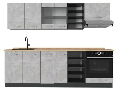Produktbild von Küchenzeile Vicco R-Line Beton/Anthrazit 240 cm ohne Arbeitsplatte, Model 53413